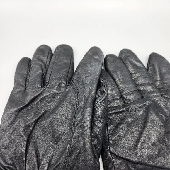 Perrin Paris Men's Black Leather Gloves Wrist Length Lined Lot of 2 M/L Fit - Picture 8 of 12